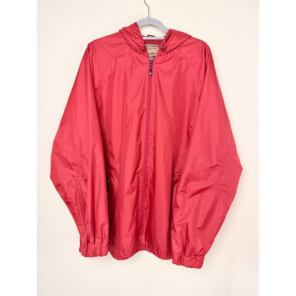 Cold Storage Hooded Rain Jacket Maroon Lightweight Full Zip Outdoor Hiking 2XL